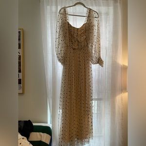 ASOS polka dot shirred dress